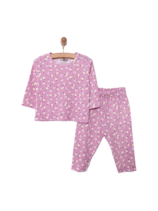 HelloBaby Kaşkorse Çiçek desen Uzun Kol Pijama Takımı