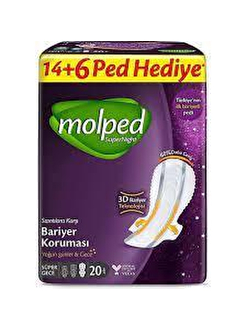 Molped Supernight Ultra Hijyenik Ped Super Gece Dev Ekonomik 20 Adet