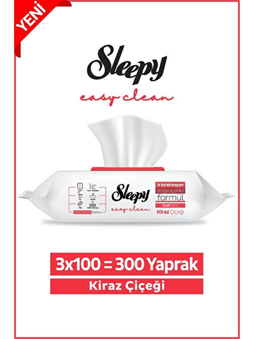 Sleepy Easy Clean Kiraz Çiçeği Yüzey Temizlik Havlusu 3x100 (300 Yaprak)