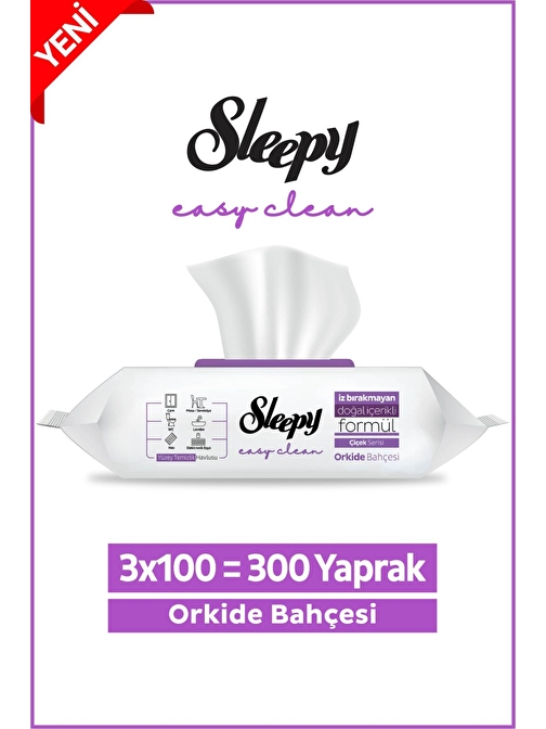 Sleepy Easy Clean Orkide Bahçesi Yüzey Temizlik Havlusu 3x100 (300 Yaprak)