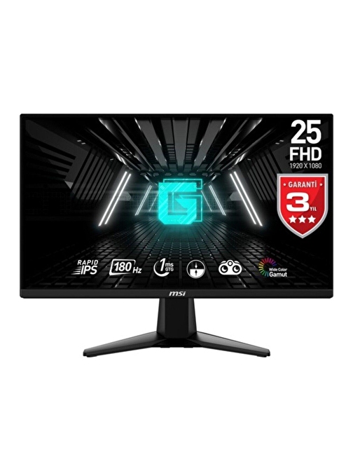 MSI 24.5 G255F 1920x1080 (FHD) 16:9 FLAT RAPID IPS 180HZ 1MS FREESYNC GAMING MONITOR