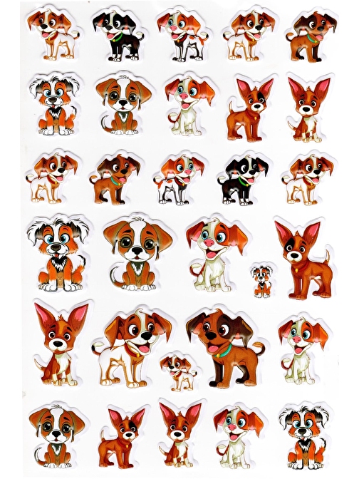 Sticker Kabartmalı A4 Boyutunda Stiker Defter, Planlayıcı Etiket-(lim537) - Şirin Köpekler