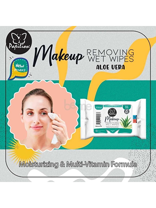 Papilion Make Up Islak Mendil Aloe Vera 20 li