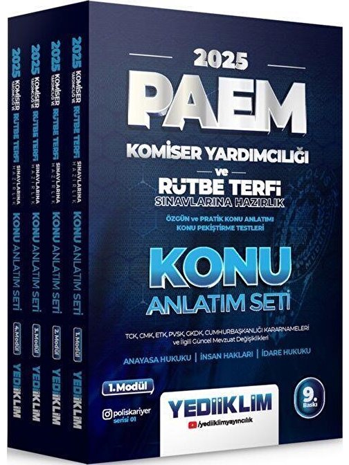 2025 PAEM Komiser Yardımcılığı ve Rütbe Terfi Sınavlarına Hazırlık Tamamı Çözümlü Konu Anlatımlı Modüler Set Yediiklim Yayınları