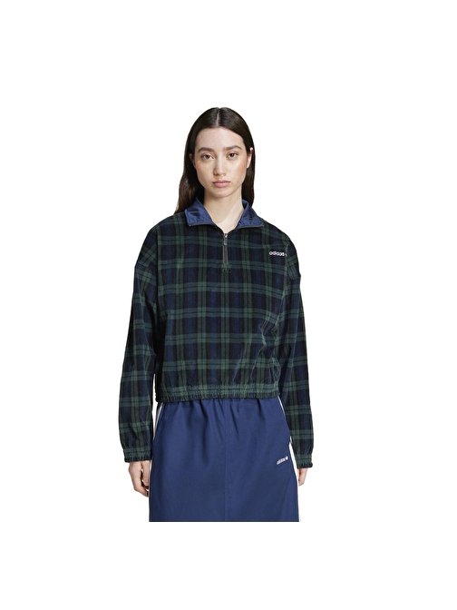 IX1054-K adidas Tartan Half Zıp Kadın Sweatshirt Yeşil