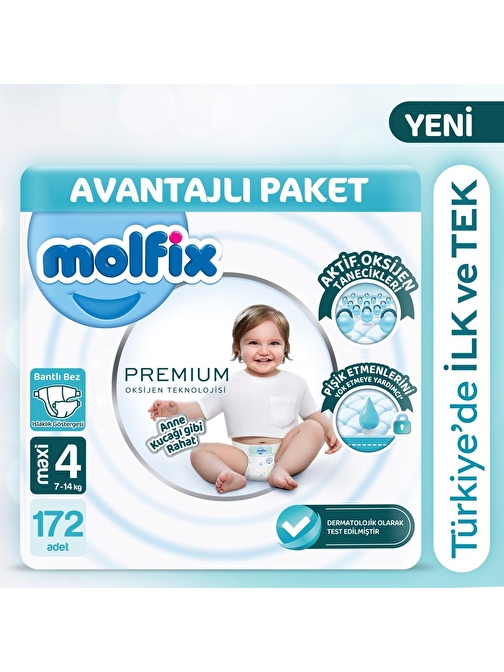 Molfix Premium Avantajlı Paket 4 Beden 172 Adet