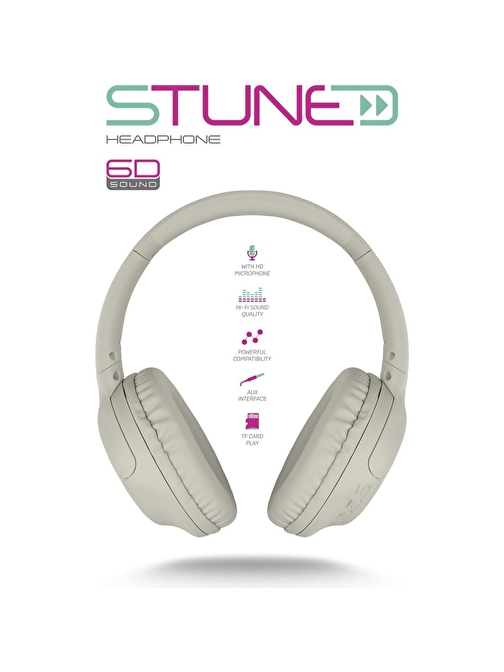 Powerway Stune Haki Bluetooth Kulaklık - 6D Sound, 18 Saat Kullanım, Hafıza Kartı Destekli