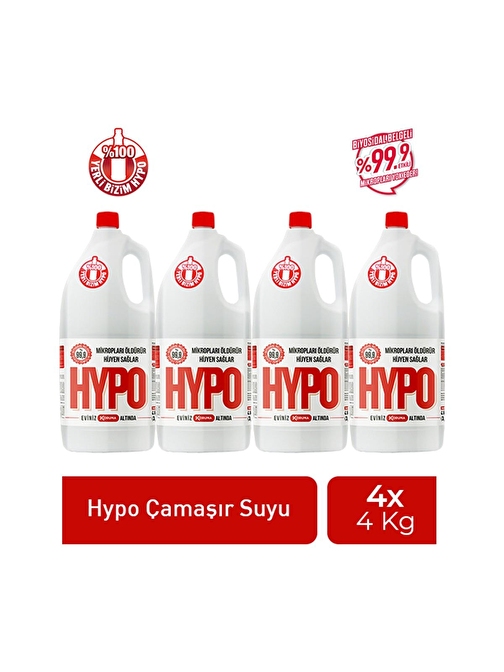 Hypo Çamaşır Suyu 4 kg x 4 Adet