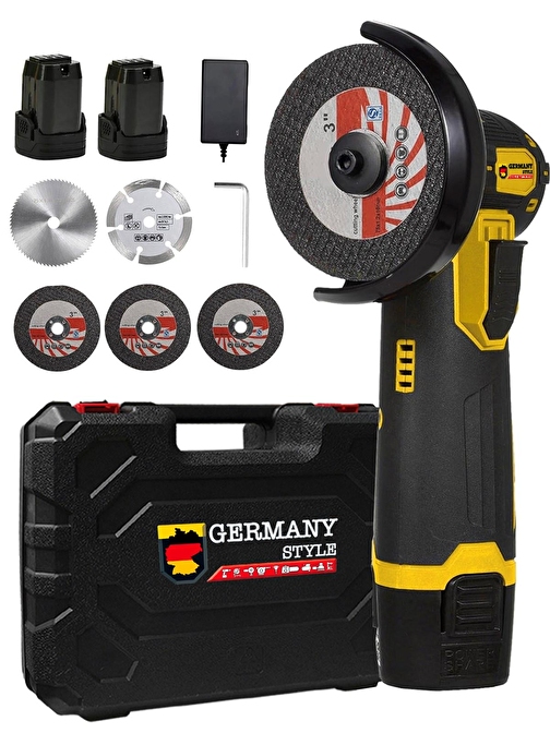 Germany Style Alman-MS365 Çift Akülü Açılı Şarjlı Avuç Taşlama Demir Kesme 75mm