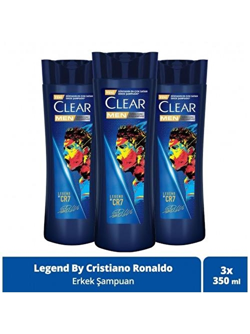 Clear Men Kepeğe Karşı Etkili Şampuan Legend By CR7 350 ml x 3 Adet